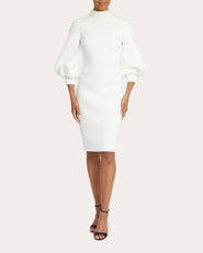 Badgley Mischka Pearl Mock Neck Dress 0